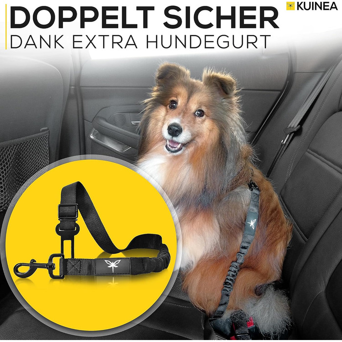 Автокрісло для собак KUINEA® Extra Stable - з ременем безпеки, для собак маленьких та середніх порід, водовідштовхуче, автокошик для собак, автокрісло для собак