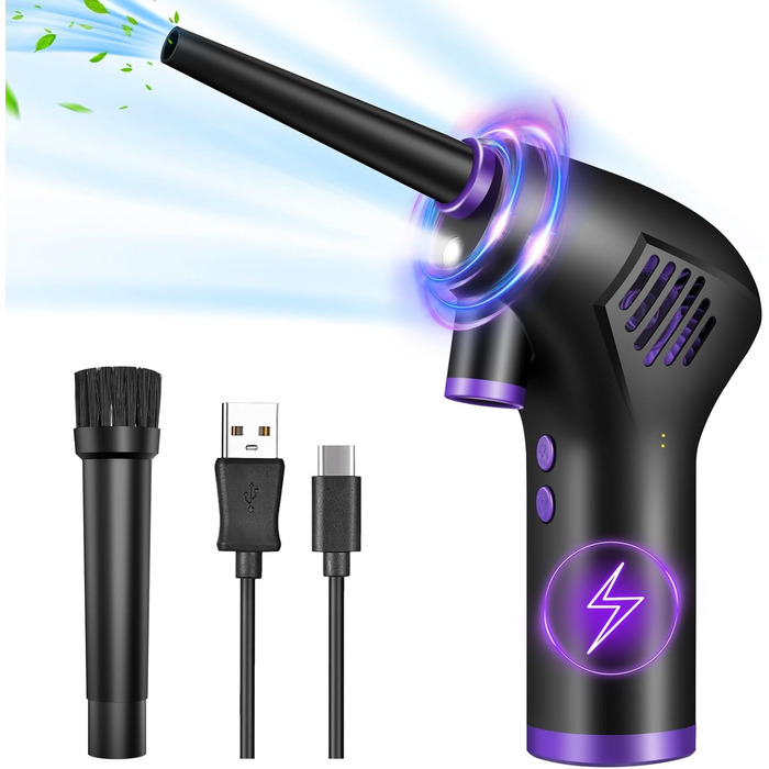 Електричний пилосос Fulluky для чищення ПК, ноутбуків, меблів та авто. Air Duster з акумулятором 15000mAh та LED-ліхтариком