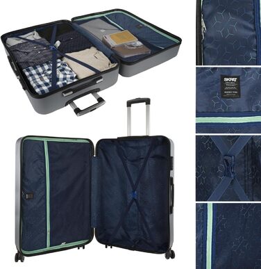 Чемодан валіза на колесах KPAT, валіза-тележка, валіза з жорсткого корпусу, срібна, S+L