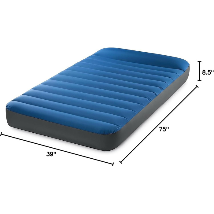 Матрац для кемпінгу Intex TruAire Luxury Fiber-Tech: водонепроникний ламінат, USB-насос, 272 кг, повний розмір (Twin, блакитний)