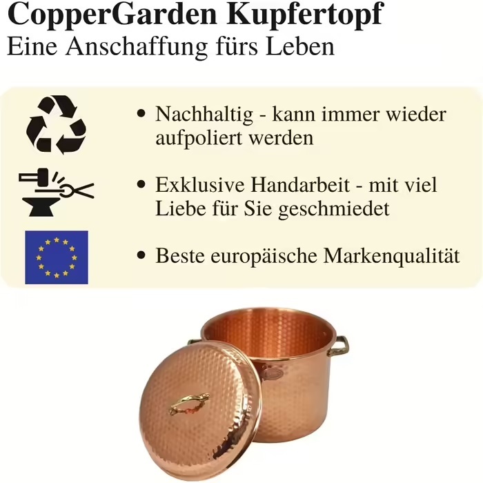 Copper Garden 8 L Copper Pot with Lid