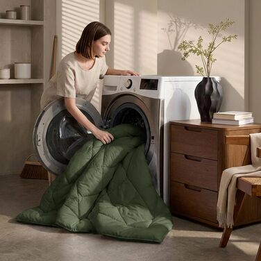Всесезонна ковдра CozyLux 200x200 см (155x220 см), оливковий колір, для 4 сезонів
