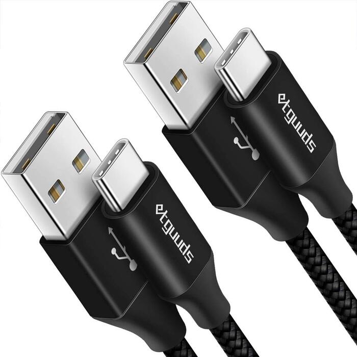 Кабель USB-C 30см [2 шт], білий: USB-A на USB-C, швидка зарядка, нейлон, сумісний з iPhone, Samsung Galaxy