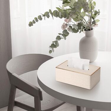 Скляниця для серветок Rarapop з PU-шкіри, прямокутна, для комода, ванної кімнати, офісу (Бежевий)