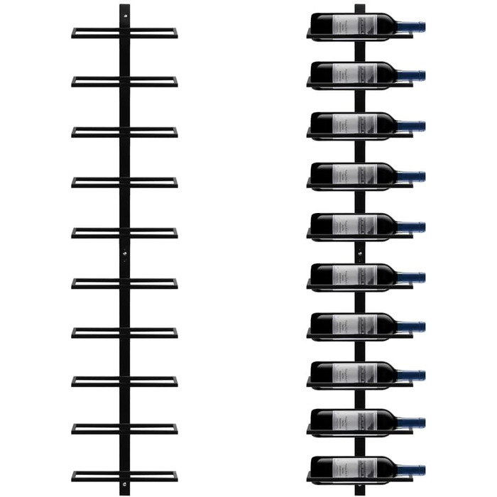 Yaheetech Wine Rack Bottle Holder Wine Shelf Storage Shelf for Wall Metal 10 Bottles, Black