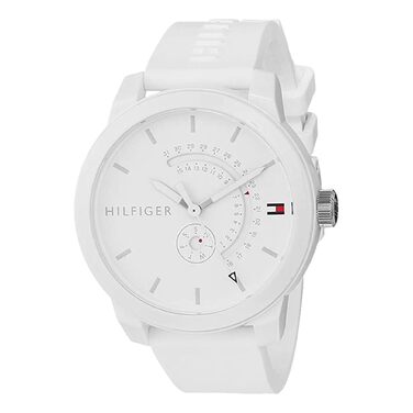 Годинник чоловічий Tommy Hilfiger кварцовий, білий циферблат, силіконовий ремінець, дата, 44 мм, водостійкість 3 ATM - 1791481