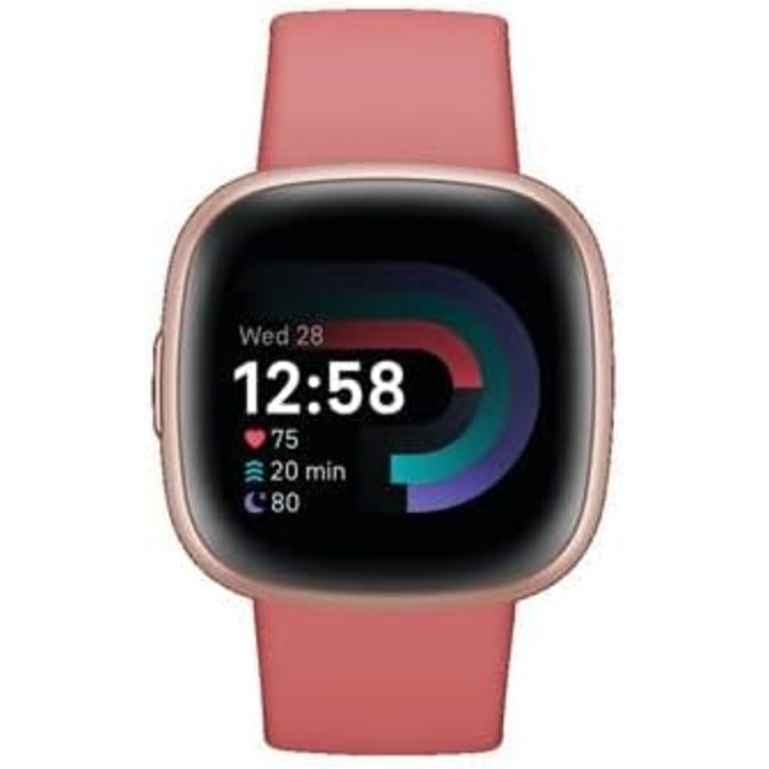 Смарт-годинник Fitbit Versa 4 – фітнес-трекер з GPS, телефоном, 6 днів роботи батареї, 40+ режимів тренувань, сумісний з Android/iOS, Sandrosa/Aluminium (Кораловий рожевий)