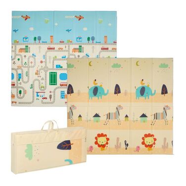 Relaxdays Foldable Play Mat - Animals and Road