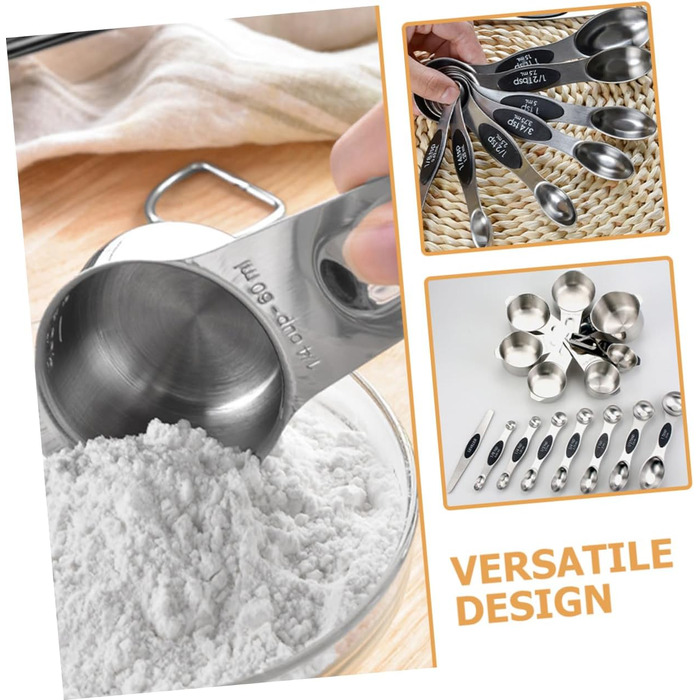 Cabilock 1 Set Measuring Cups Measuring Spoons Set Label Dispenser Teaspoons Instant Kettle Stainless Steel Measuring Cups Adjustable Measuring Spoon Drink Cookie Jar Baking Moulds Stainless Steel