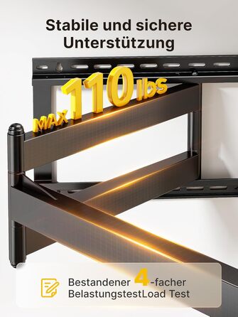 Настінна кріплення для телевізора monTEK 1080mm - для плоских та вигнутих моніторів до 60 кг, поворотна та нахилена, висувна, VESA 800x400 мм (43-80 дюймів)