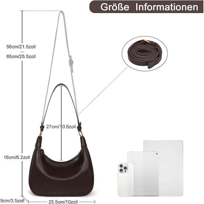 Сумка жіноча GSenhui Y2K через плече, маленька елегантна Hobo сумка з PU шкіри, вінтажна для подорожей, колір кава