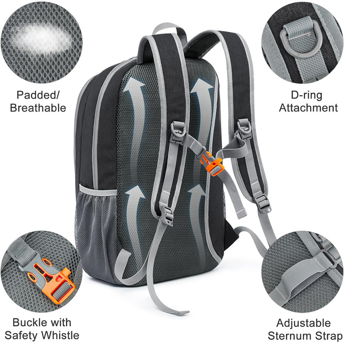 Small Backpack / 20L Unisex Daypack Lightweight Travel Backpack Hiking Backpack Trekking Backpack for Hiking Cycling (Dark Grey, 20 Liters)