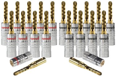 Комплект поглиблених бананових роз'ємів POPPSTAR, 24 шт. (до 6мм², 24К позолочені контакти, 12 чорних, 12 червоних)