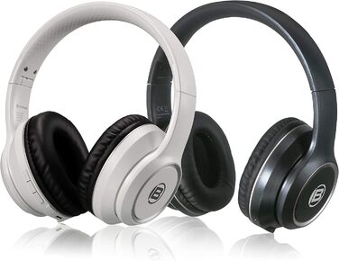 Навушники Bresser Bluetooth Over-Ear з мікрофоном для геймінгу та дзвінків, 3.5 мм, білий (чорний), до 8 годин роботи