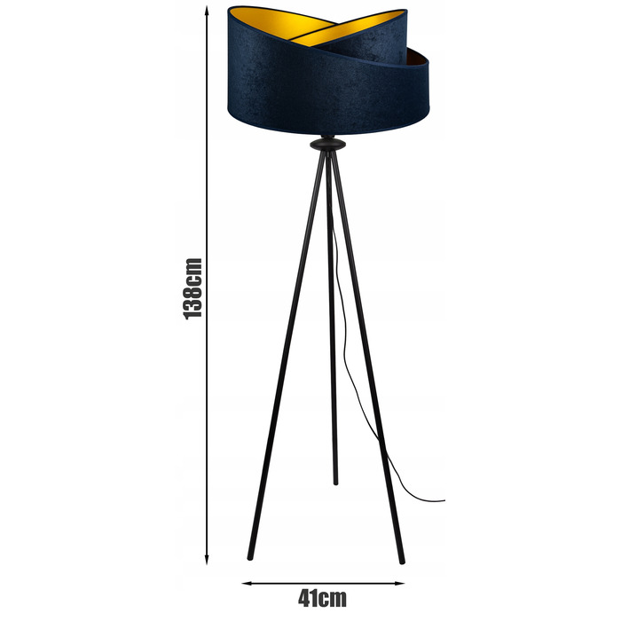 Підлоговий торшер Glimex з абажуром, патрон E27, 60 Вт, чорний з жовтим