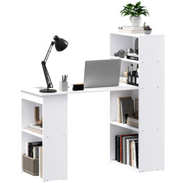 HOMCOM Desk Kitchen Table with Shelf 120x55cm Computer Desk Laptop Desk Work Desk in White for Office & Home Office
