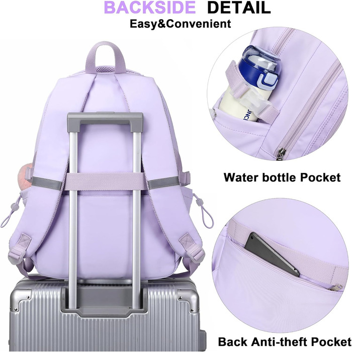 Шкільний рюкзак для підлітків, дівчаток, 3-в-1 (рюкзак, ланчбокс, пенал) Violett, 15.6