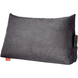 Підголовник для спини Sleepling з тканини Cord, трикутна подушка для ліжка та дивана, підтримка попереку, подушка для читання, пляжний килимок, знімний та пральний чохол, бічне кишеню, 70 x 40 x 20 см, темно-сірий