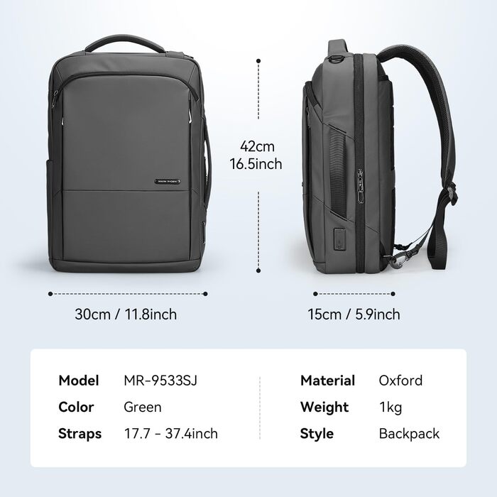 MARK RYDEN Multifunctional Tote Bag, Casual Everyday 3-in-1 Tote Bag for 15.6 inch Laptop, Unisex (Gray)