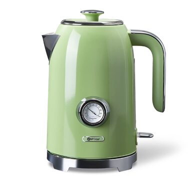 Набір чайник та тостер Retro Green, 1.7L, 2200W, нержавіюча сталь, з регулюванням температури
