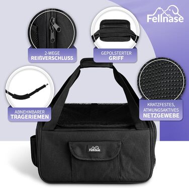 Транспортна переноска для собак та котів - зручна та складана переноска для подорожей, 40 x 34 x 25 см. Підходить для авіаперельотів та має додаткове відділення для зберігання речей