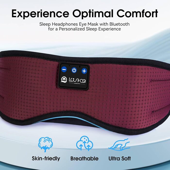 Маска для сну для тих, хто спить на боці, з Bluetooth навушниками. 100% непрозора маска для очей, ультрам'яка. Для подорожей, сну, йоги, медитації. Чорний колір. 1 шт.