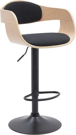 Kingston Adjustable Bar Stool with Premium Upholstery - Durable Metal Frame (150kg Capacity) - Black Fabric