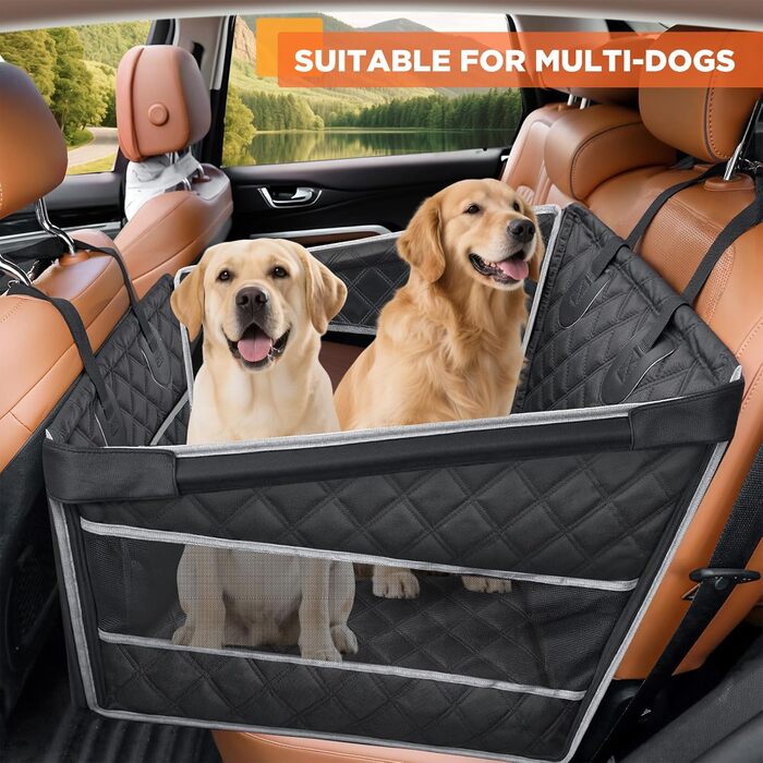 Крісло для собак у машину Gimars, посилена стабільність, великі та середні породи, водонепроникне, з ременями безпеки