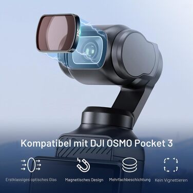 Набір магнітних фільтрів JJC 6в1 для DJI Osmo Pocket 3: ND8, ND16, ND32, ND64, ND256 та CPL (поляризаційний), світлофільтри для екшн-камери