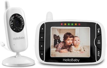 Дитячий відеоняня HelloBaby HB32 з камерою, 3.2' LCD екран, двосторонній зв'язок, нічне бачення, моніторинг температури, білий