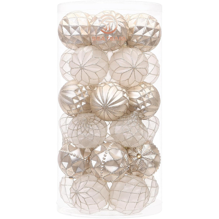 Набір прикрас для ялинки Sea Team: кульки та орнаменти, червоний та білий, 60 мм, 30 шт.