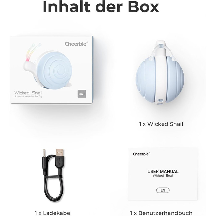 Інтерактивна іграшка для котів Wicked Snail з LED-підсвіткою, електрична, заряджається від DC, рухома, подарунок для кошенят, синя