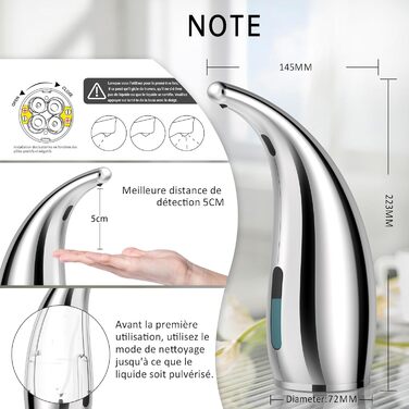 Greatmay Automatic Soap Dispenser - Touchless, Battery Operated, 300ml, IPX6 Waterproof - for Bathroom, Kitchen