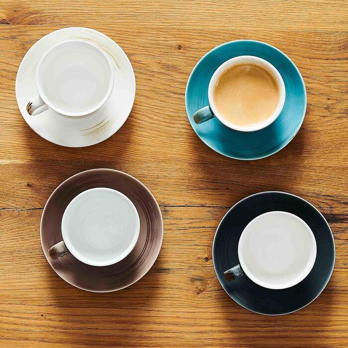 Набір кавових чашок MÄSER Derby Premium для 4 осіб, 240 мл, кераміка, пастельні кольори, керамічні підставки, гастрономічна якість