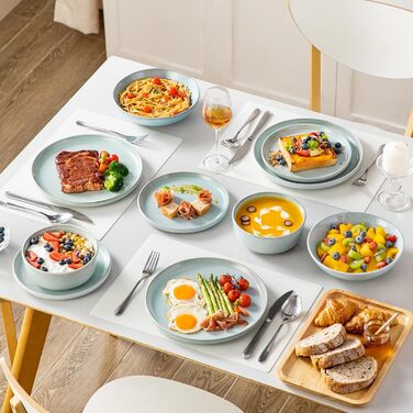 Набір мисок vancasso ANYA (48 шт.) з кераміки, 16.1 см, 840 мл, для мюслі, стійкі до подряпин, підходить для мікрохвильової печі та посудомийної машини (м'ятний колір)