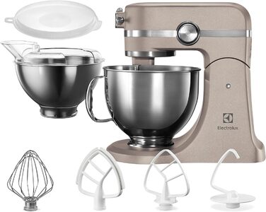 Тістоміс Electrolux EKM5570 з нержавіючої сталі, 1200 Вт, 10 швидкостей, з вінчиком та кришкою, пісочний колір