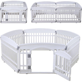 Лейсбірд для собак Gupamiga: розкладний загін з 6 панелей, білий, для дому та вулиці