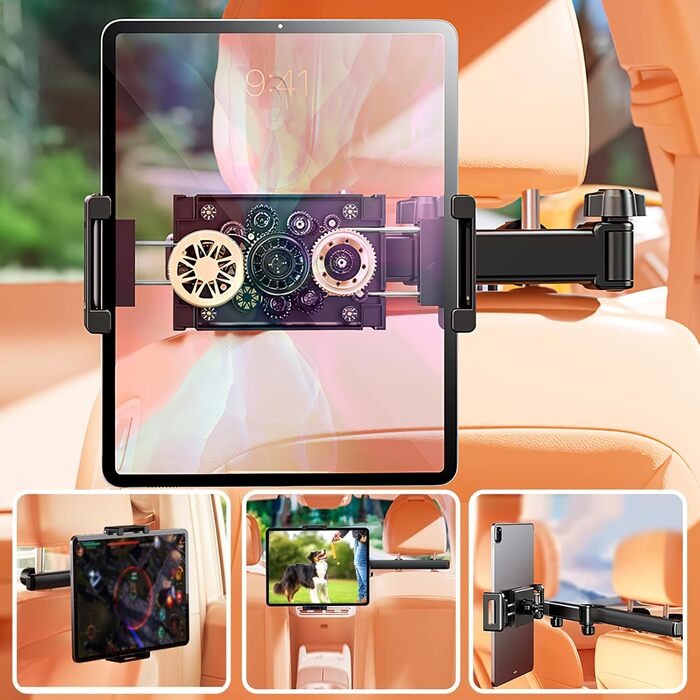 Автотримач для планшета та смартфона: двоосьовий, висувний, 360° обертання, для iPad, iPhone та інших пристроїв 4.7-12.9 дюймів