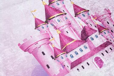 Дитячий килим TAPISO Emma, рожевий, 80x150 см, з антиковзким покриттям, принт, ÖKO-TEX, машинне прання 30°C