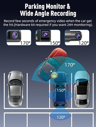 3-канальний автомобільний відеореєстратор 4K+1080P+1080P (передній, задній, салон), 5GHz WiFi, 3.16