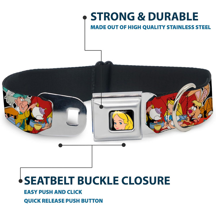 Нашийник для собак Buckle-Down Alice in Wonderland - 2.5 см, розмір 22-38 см