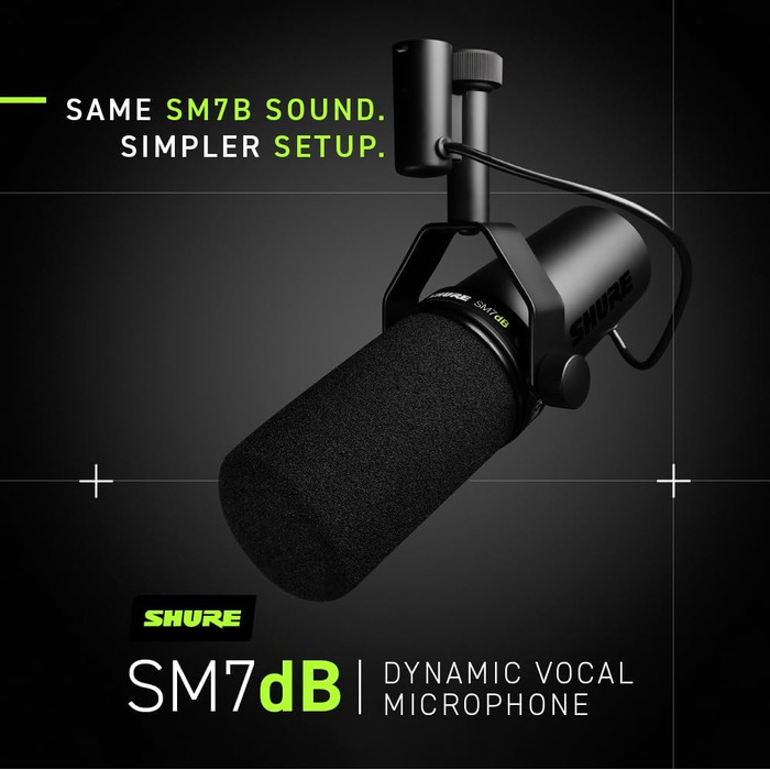 Мікрофон Shure SM7dB - динамічний вокальний мікрофон для радіо, подкастів та запису, XLR, теплий звук