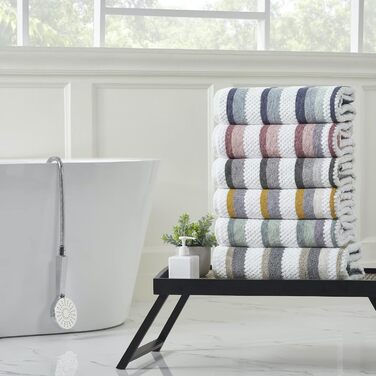 Modern Threads Pax 6-Piece Reversible Dyed Jacquard Towel Set – Bath Towels, Hand Towels, and Washcloths – Super Absorbent and Quick Drying – 100% Combed Cotton, Ivy