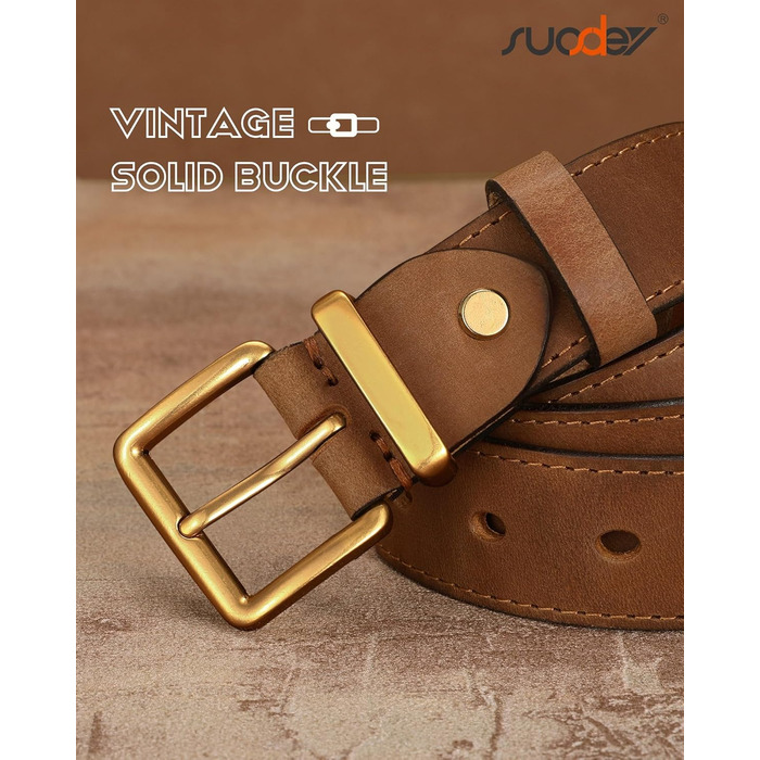 Жіночий шкіряний ремінь SUOSDEY вінтажний, коричневий, ширина 3.3 см, для джинсів, штанів, суконь, золота/срібна пряжка, розмір 68-80 см