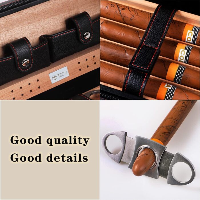 Чоловіче шкіряне цигарряне етої Time C Club для 4 цигарок з різаком та зволожувачем, подарунок для нареченого, на день народження, на День батька