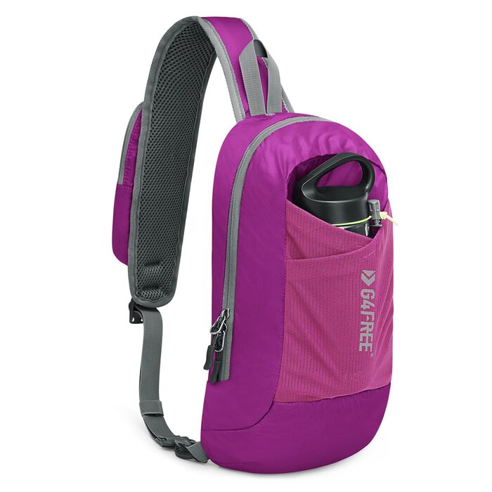 G4Free Сумка на плече, RFID-захист, кросбоді рюкзак з передньою кишенею, для походів, щоденний рюкзак, нагрудна кишеня для жінок та чоловіків (фіолетовий)