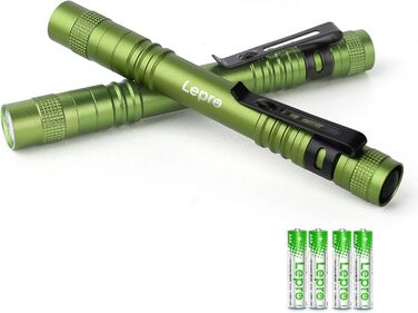 Ліхтарик LED Lepro, мініатюрний, водонепроникний IPX4, 3 режими, для огляду, роботи, ремонту (2 шт.), зелений