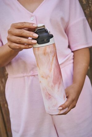 Contigo Autoseal Chill Stainless Steel Water Bottle with Autoseal Technology, Insulated Bottle Keeps Drinks Cold for Up to 28 Hours, Leak-Proof, BPA-Free, 720 ml (Rose Quartz)