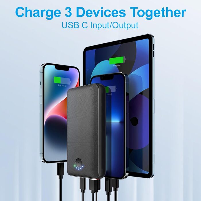 Power Bank JIGA 27000mAh з PD 22,5W та USB-C, з ліхтариком, чорно-червоний, сумісний з iPhone, Samsung, Huawei, iPad