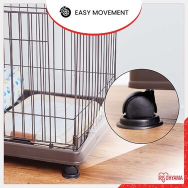 Клітка для собак, котів та кроликів Iris Ohyama, 1.7 м², 8 панелей, WPC-24, чорна, з дверцятами